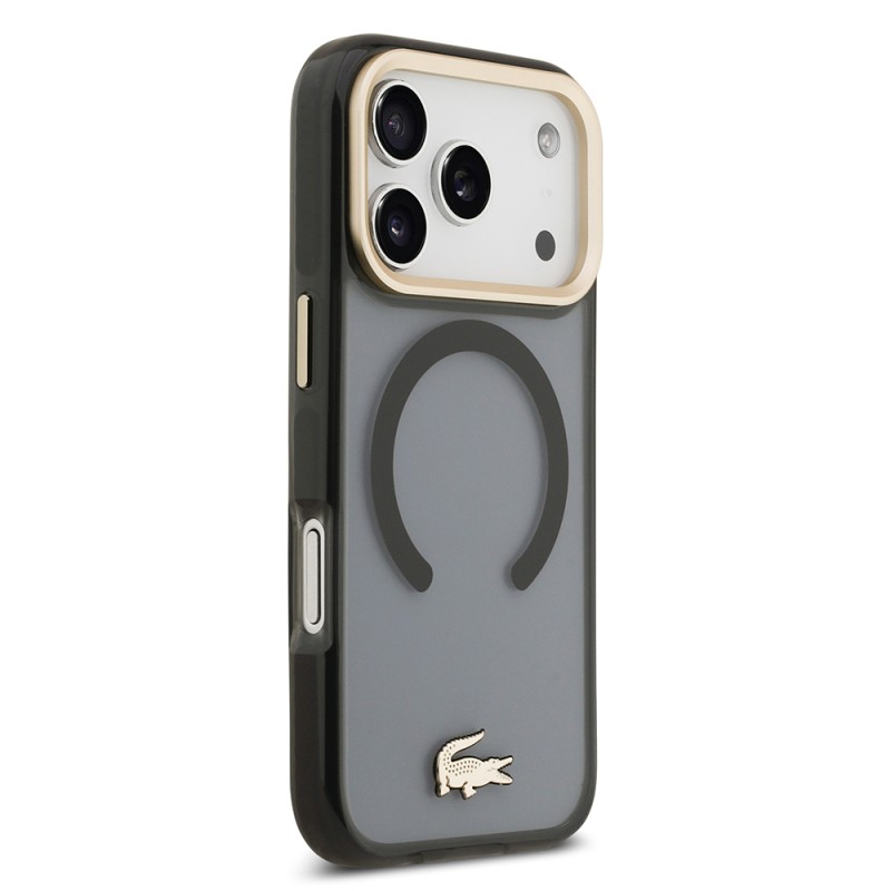 Apple iPhone 17 Pro Case Lacoste Original Licensed M-Safe Charging Feature Gold Crocodile Logo Frosted Cover - 7