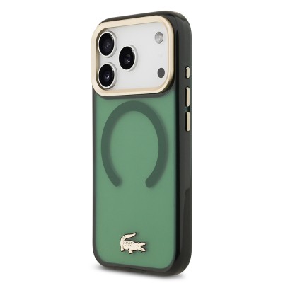 Apple iPhone 17 Pro Case Lacoste Original Licensed M-Safe Charging Feature Gold Crocodile Logo Frosted Cover - 12
