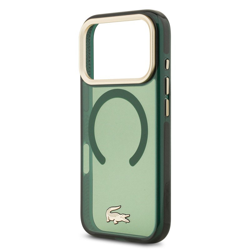 Apple iPhone 17 Pro Case Lacoste Original Licensed M-Safe Charging Feature Gold Crocodile Logo Frosted Cover - 16