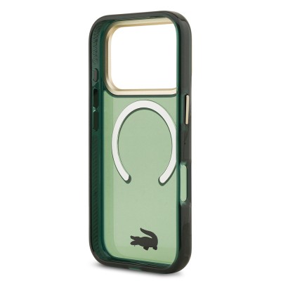 Apple iPhone 17 Pro Case Lacoste Original Licensed M-Safe Charging Feature Gold Crocodile Logo Frosted Cover - 17
