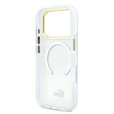 Apple iPhone 17 Pro Case Lacoste Original Licensed M-Safe Charging Feature Gold Crocodile Logo Frosted Cover - 24