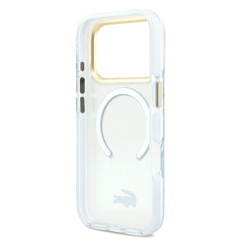 Apple iPhone 17 Pro Case Lacoste Original Licensed M-Safe Charging Feature Gold Crocodile Logo Frosted Cover - 24