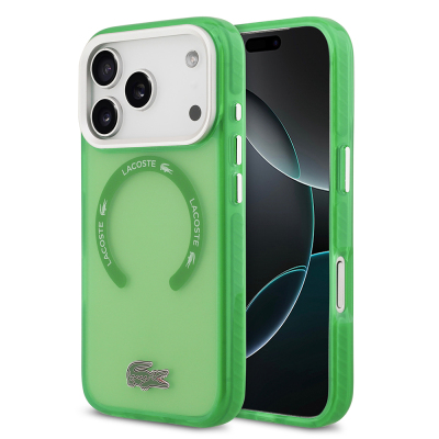 Apple iPhone 17 Pro Case Lacoste Original Licensed M-Safe Charging Feature Iconic Crocodile Logo Frosted Cover - Lacoste