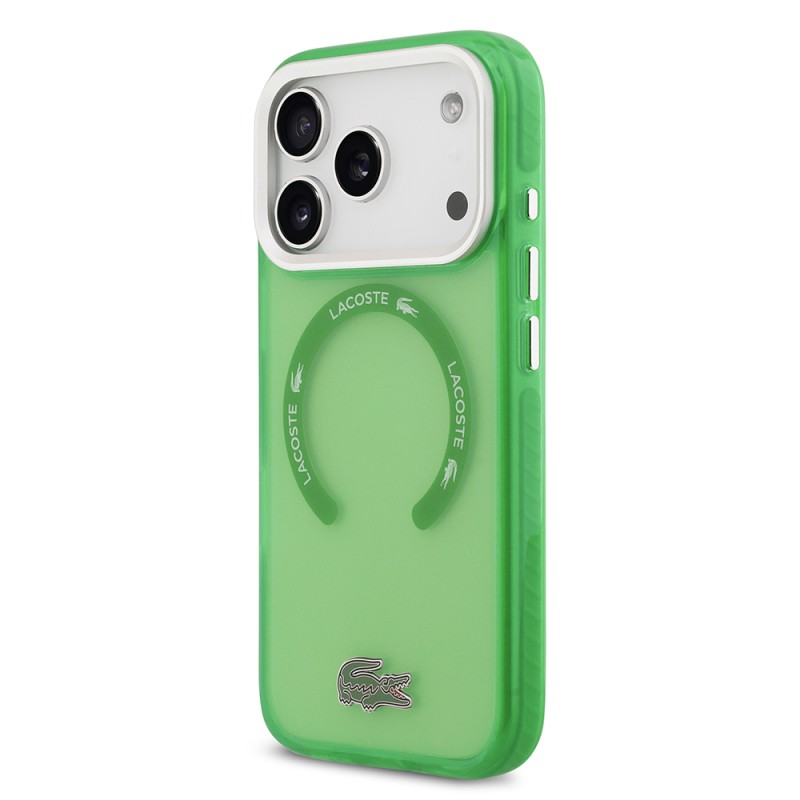 Apple iPhone 17 Pro Case Lacoste Original Licensed M-Safe Charging Feature Iconic Crocodile Logo Frosted Cover - 5