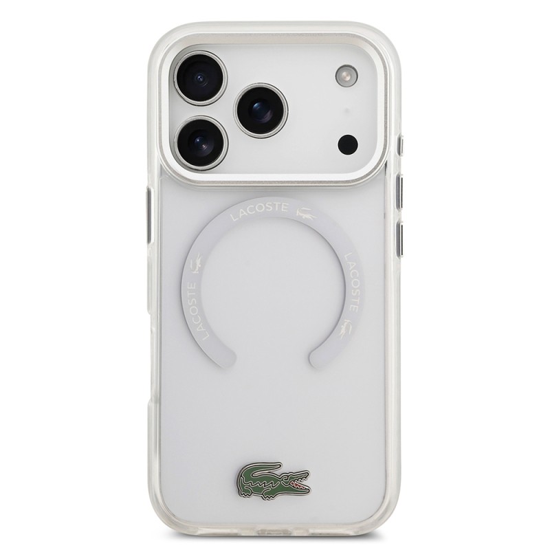 Apple iPhone 17 Pro Case Lacoste Original Licensed M-Safe Charging Feature Iconic Crocodile Logo Frosted Cover - 12