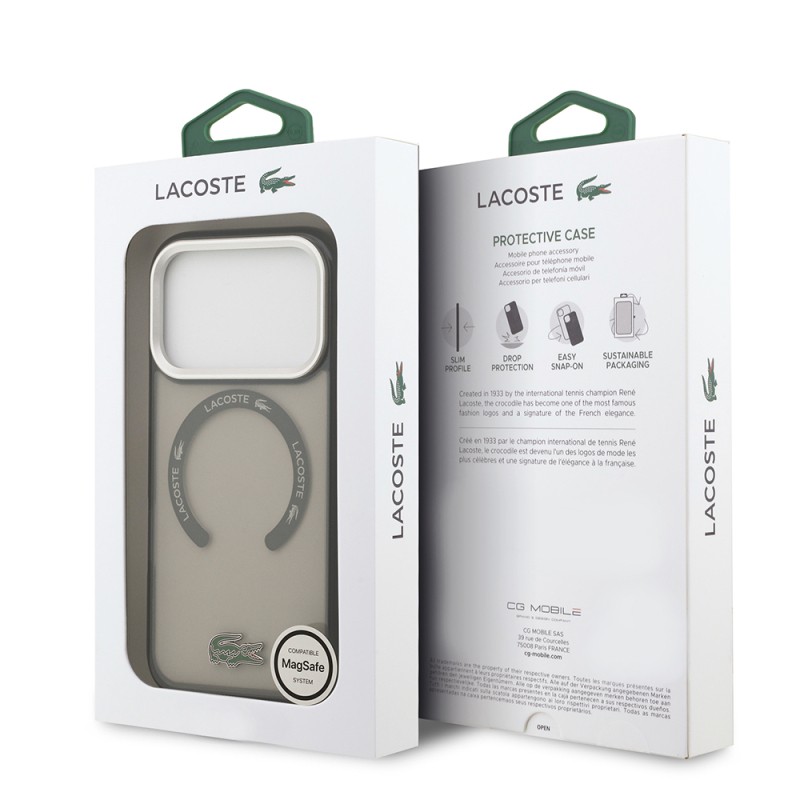 Apple iPhone 17 Pro Case Lacoste Original Licensed M-Safe Charging Feature Iconic Crocodile Logo Frosted Cover - 25