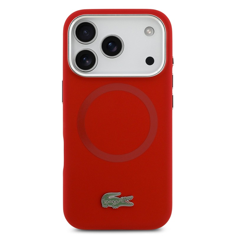 Apple iPhone 17 Pro Case Lacoste Original Licensed M-Safe Charging Feature Iconic Logo Metal Camera Frame Silicone Cover - 7