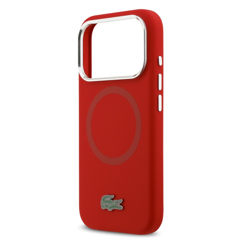 Apple iPhone 17 Pro Case Lacoste Original Licensed M-Safe Charging Feature Iconic Logo Metal Camera Frame Silicone Cover - 10