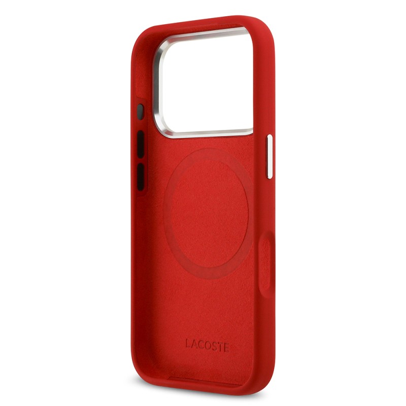 Apple iPhone 17 Pro Case Lacoste Original Licensed M-Safe Charging Feature Iconic Logo Metal Camera Frame Silicone Cover - 11