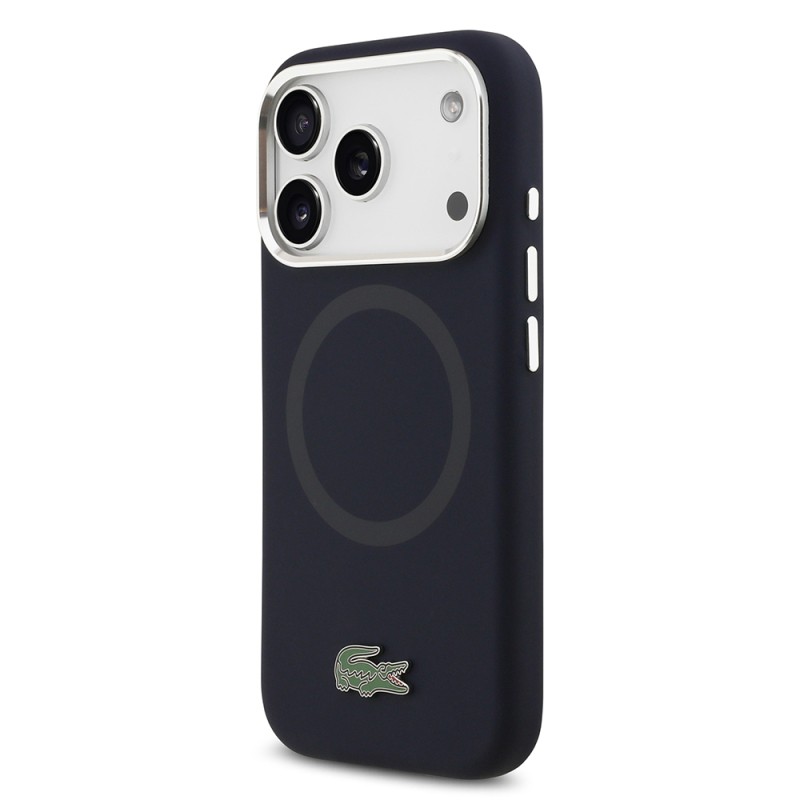 Apple iPhone 17 Pro Case Lacoste Original Licensed M-Safe Charging Feature Iconic Logo Metal Camera Frame Silicone Cover - 12