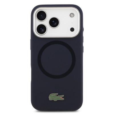 Apple iPhone 17 Pro Case Lacoste Original Licensed M-Safe Charging Feature Iconic Logo Metal Camera Frame Silicone Cover - 13