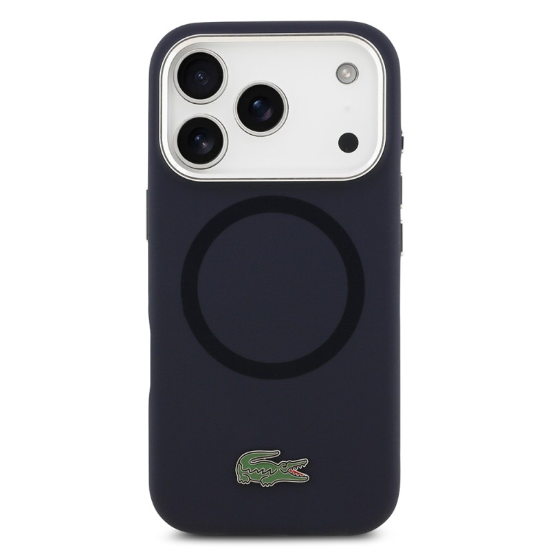 Apple iPhone 17 Pro Case Lacoste Original Licensed M-Safe Charging Feature Iconic Logo Metal Camera Frame Silicone Cover - 13