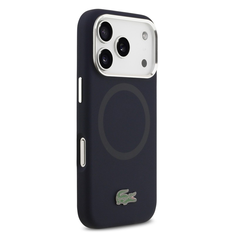 Apple iPhone 17 Pro Case Lacoste Original Licensed M-Safe Charging Feature Iconic Logo Metal Camera Frame Silicone Cover - 14