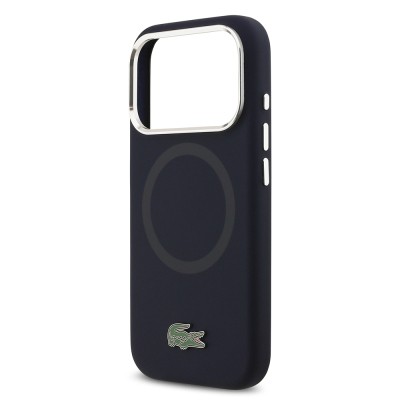 Apple iPhone 17 Pro Case Lacoste Original Licensed M-Safe Charging Feature Iconic Logo Metal Camera Frame Silicone Cover - 16