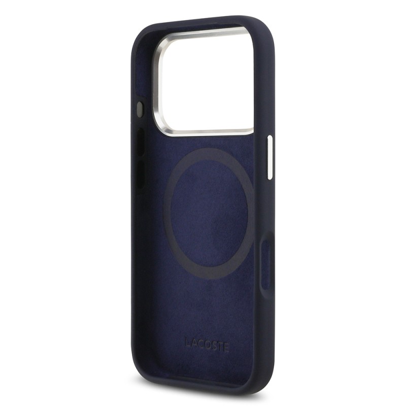 Apple iPhone 17 Pro Case Lacoste Original Licensed M-Safe Charging Feature Iconic Logo Metal Camera Frame Silicone Cover - 17