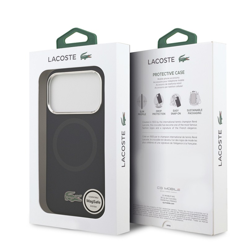 Apple iPhone 17 Pro Case Lacoste Original Licensed M-Safe Charging Feature Iconic Logo Metal Camera Frame Silicone Cover - 32
