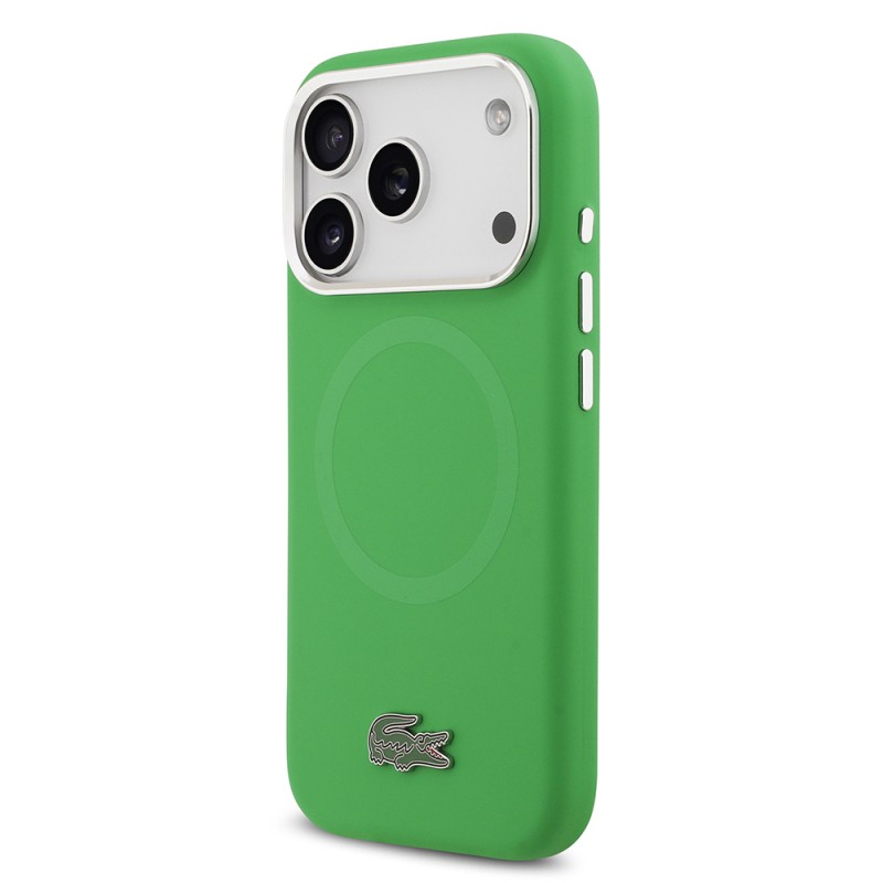 Apple iPhone 17 Pro Case Lacoste Original Licensed M-Safe Charging Feature Iconic Logo Metal Camera Frame Silicone Cover - 18