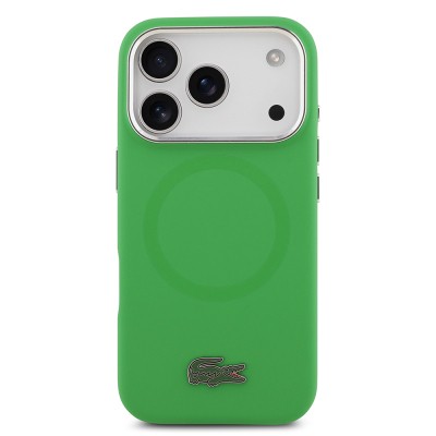 Apple iPhone 17 Pro Case Lacoste Original Licensed M-Safe Charging Feature Iconic Logo Metal Camera Frame Silicone Cover - 19