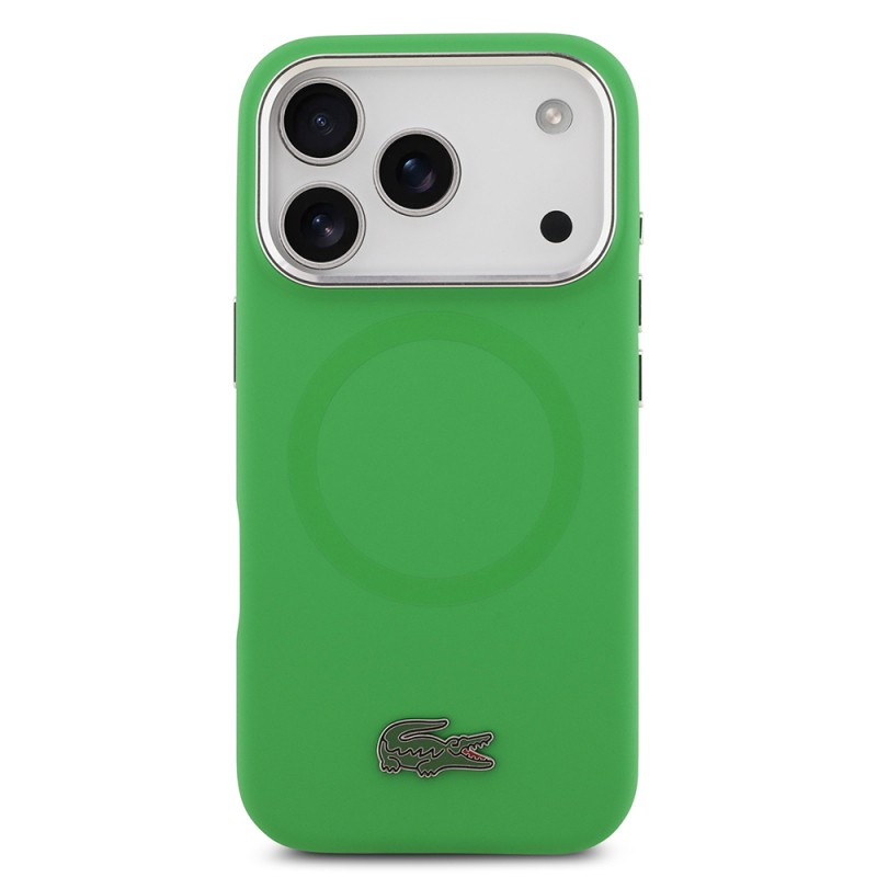 Apple iPhone 17 Pro Case Lacoste Original Licensed M-Safe Charging Feature Iconic Logo Metal Camera Frame Silicone Cover - 19