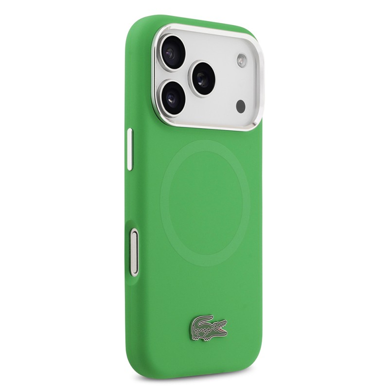Apple iPhone 17 Pro Case Lacoste Original Licensed M-Safe Charging Feature Iconic Logo Metal Camera Frame Silicone Cover - 20