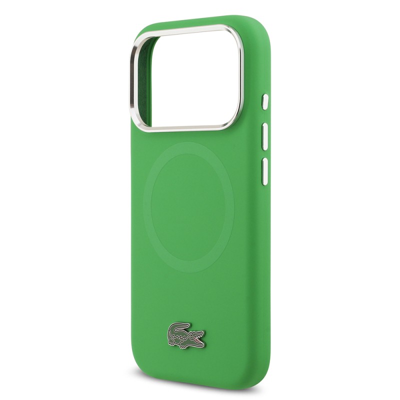 Apple iPhone 17 Pro Case Lacoste Original Licensed M-Safe Charging Feature Iconic Logo Metal Camera Frame Silicone Cover - 22