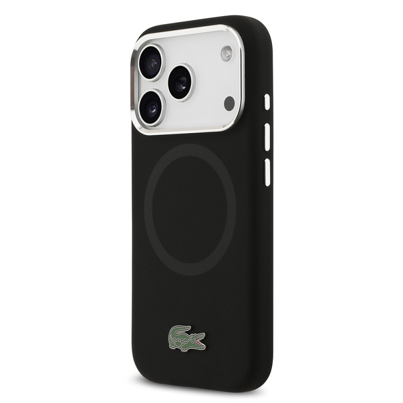 Apple iPhone 17 Pro Case Lacoste Original Licensed M-Safe Charging Feature Iconic Logo Metal Camera Frame Silicone Cover - 24