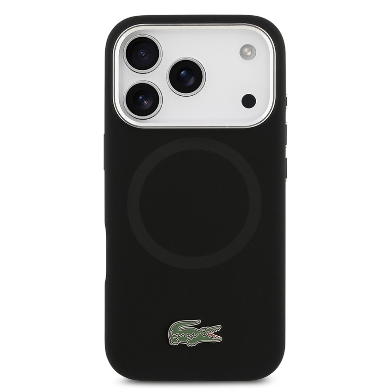 Apple iPhone 17 Pro Case Lacoste Original Licensed M-Safe Charging Feature Iconic Logo Metal Camera Frame Silicone Cover - 25