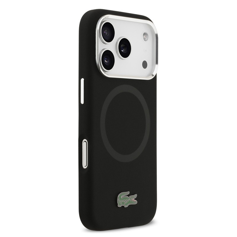 Apple iPhone 17 Pro Case Lacoste Original Licensed M-Safe Charging Feature Iconic Logo Metal Camera Frame Silicone Cover - 26