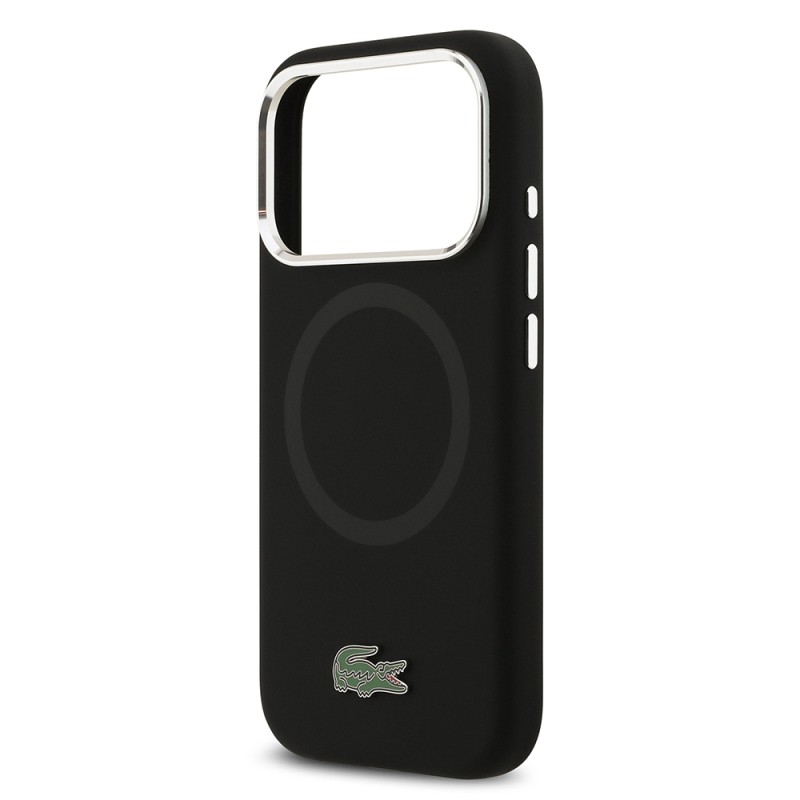 Apple iPhone 17 Pro Case Lacoste Original Licensed M-Safe Charging Feature Iconic Logo Metal Camera Frame Silicone Cover - 28