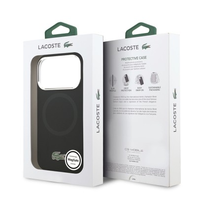 Apple iPhone 17 Pro Case Lacoste Original Licensed M-Safe Charging Feature Iconic Logo Metal Camera Frame Silicone Cover - 33
