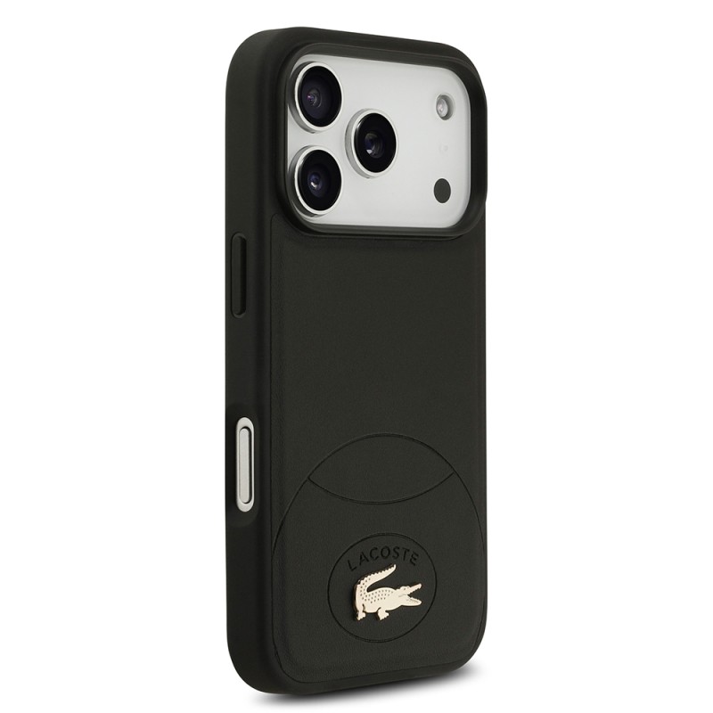 Apple iPhone 17 Pro Case Lacoste Original Licensed M-Safe Charging Feature PU Leather Design Metal Logo Cover - 4