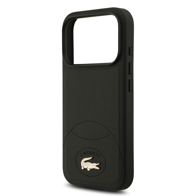 Apple iPhone 17 Pro Case Lacoste Original Licensed M-Safe Charging Feature PU Leather Design Metal Logo Cover - 6