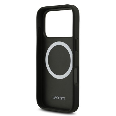 Apple iPhone 17 Pro Case Lacoste Original Licensed M-Safe Charging Feature PU Leather Design Metal Logo Cover - 7