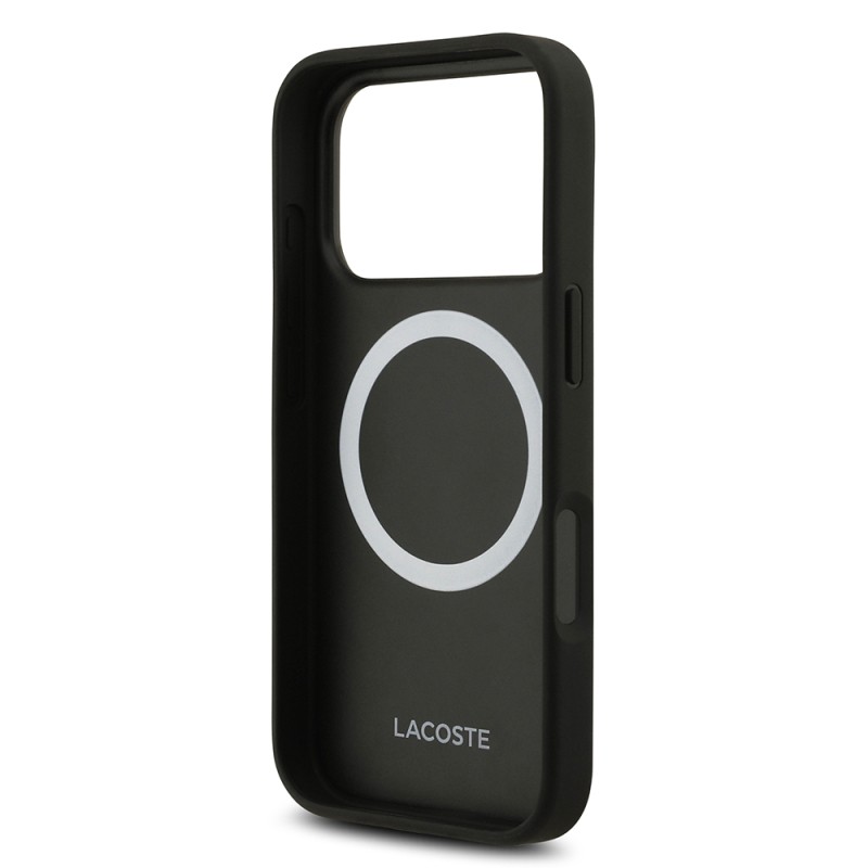 Apple iPhone 17 Pro Case Lacoste Original Licensed M-Safe Charging Feature PU Leather Design Metal Logo Cover - 7