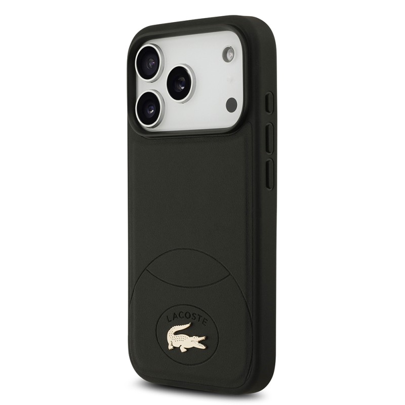 Apple iPhone 17 Pro Case Lacoste Original Licensed M-Safe Charging Feature PU Leather Design Metal Logo Cover - 8