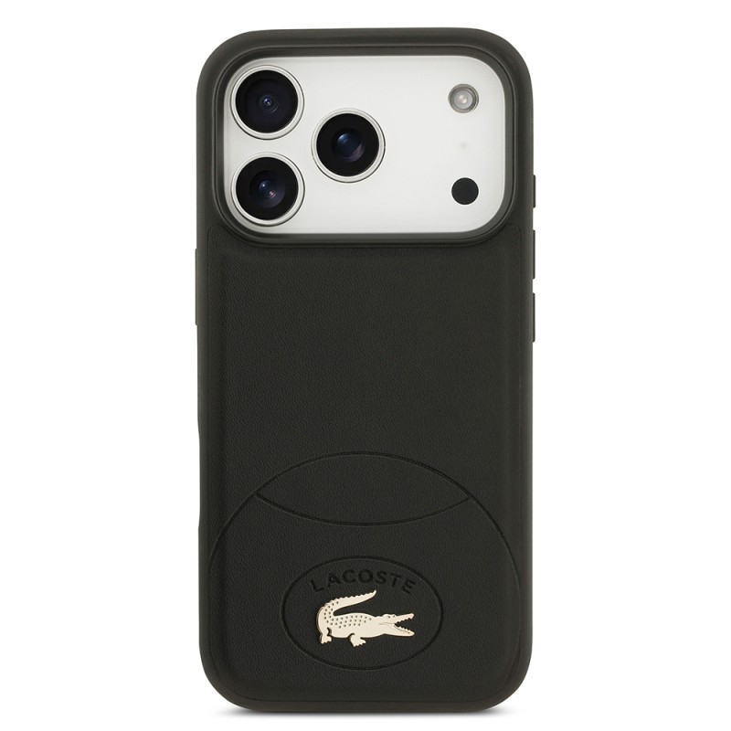 Apple iPhone 17 Pro Case Lacoste Original Licensed M-Safe Charging Feature PU Leather Design Metal Logo Cover - 9