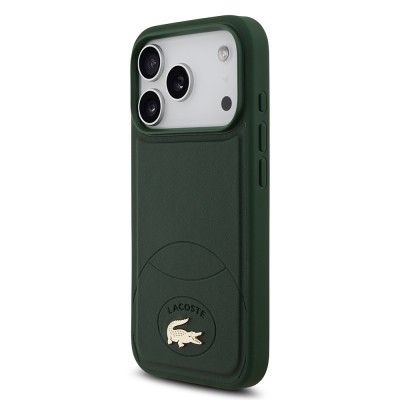 Apple iPhone 17 Pro Case Lacoste Original Licensed M-Safe Charging Feature PU Leather Design Metal Logo Cover - 10