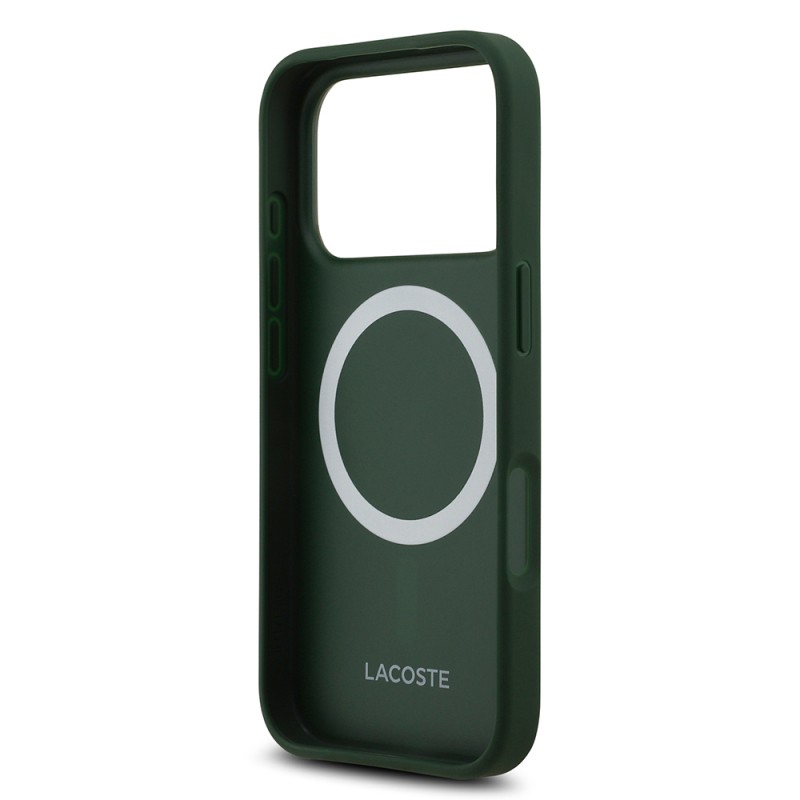 Apple iPhone 17 Pro Case Lacoste Original Licensed M-Safe Charging Feature PU Leather Design Metal Logo Cover - 15