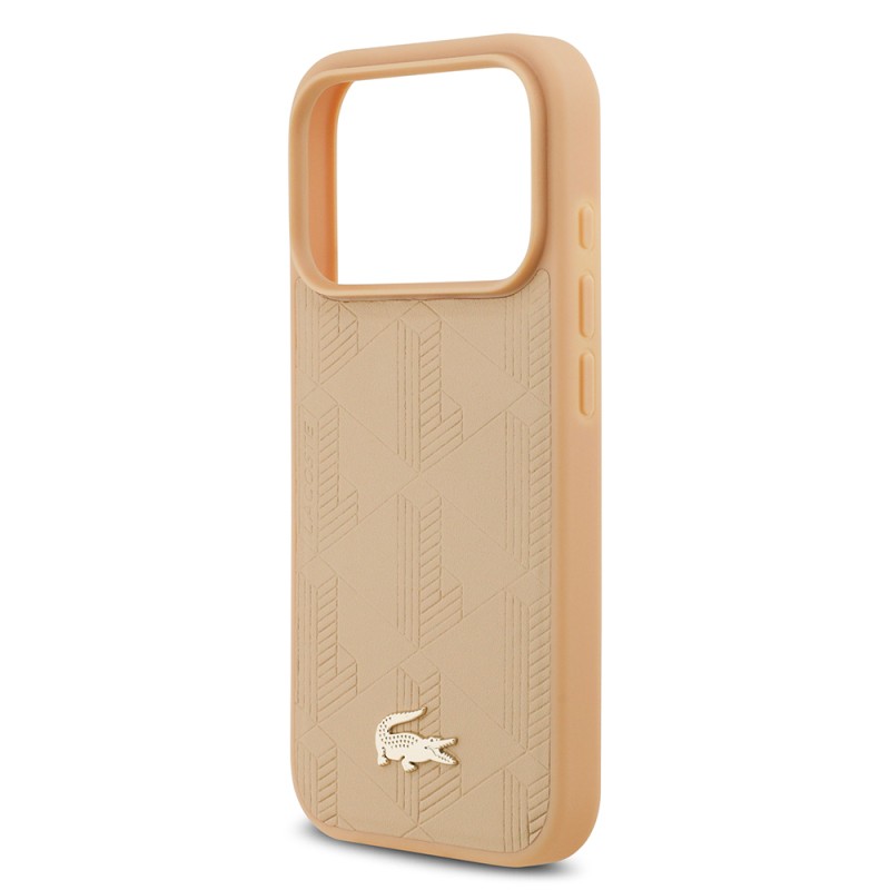 Apple iPhone 17 Pro Case Lacoste Original Licensed M-Safe Charging Feature PU Leather Design Mixed Monogram Pattern Cover - 8