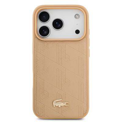 Apple iPhone 17 Pro Case Lacoste Original Licensed M-Safe Charging Feature PU Leather Design Mixed Monogram Pattern Cover - 4