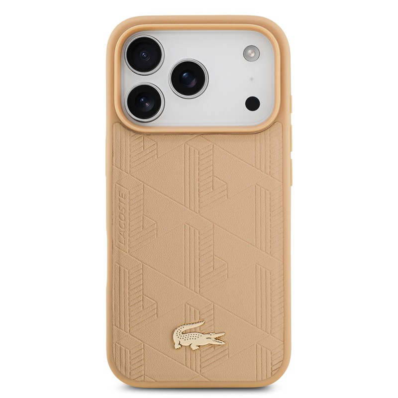 Apple iPhone 17 Pro Case Lacoste Original Licensed M-Safe Charging Feature PU Leather Design Mixed Monogram Pattern Cover - 4