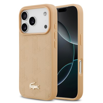 Apple iPhone 17 Pro Case Lacoste Original Licensed M-Safe Charging Feature PU Leather Design Mixed Monogram Pattern Cover - 2