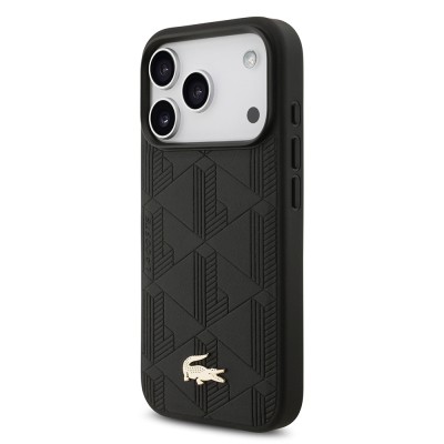Apple iPhone 17 Pro Case Lacoste Original Licensed M-Safe Charging Feature PU Leather Design Mixed Monogram Pattern Cover - 10