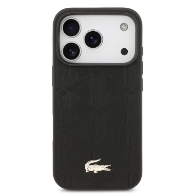 Apple iPhone 17 Pro Case Lacoste Original Licensed M-Safe Charging Feature PU Leather Design Mixed Monogram Pattern Cover - 11