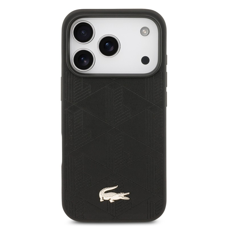 Apple iPhone 17 Pro Case Lacoste Original Licensed M-Safe Charging Feature PU Leather Design Mixed Monogram Pattern Cover - 11