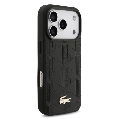 Apple iPhone 17 Pro Case Lacoste Original Licensed M-Safe Charging Feature PU Leather Design Mixed Monogram Pattern Cover - 12