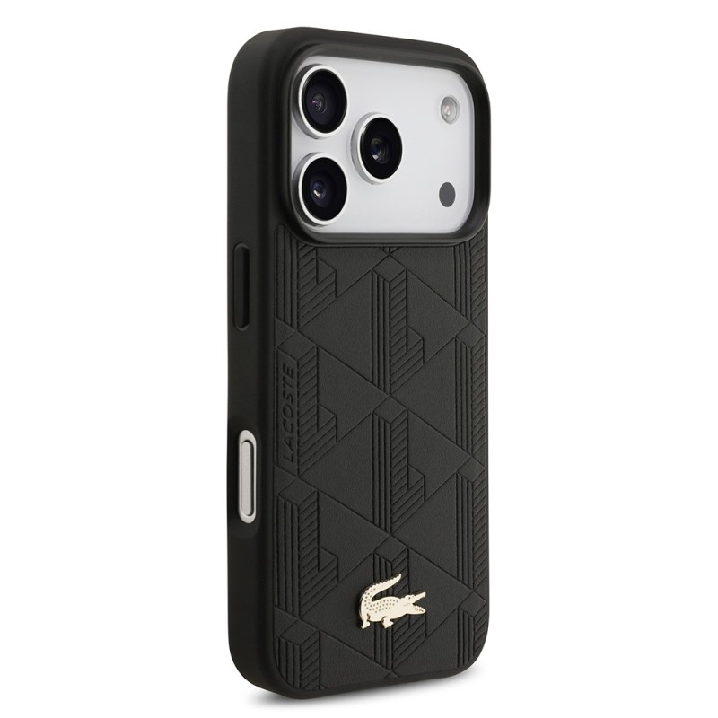 Apple iPhone 17 Pro Case Lacoste Original Licensed M-Safe Charging Feature PU Leather Design Mixed Monogram Pattern Cover - 12