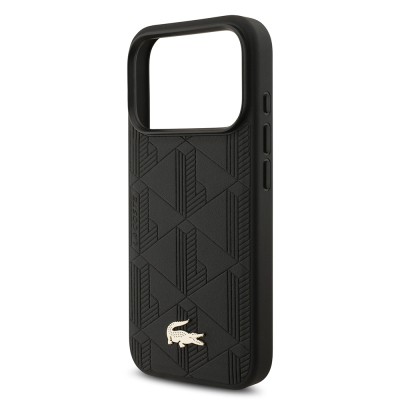 Apple iPhone 17 Pro Case Lacoste Original Licensed M-Safe Charging Feature PU Leather Design Mixed Monogram Pattern Cover - 14