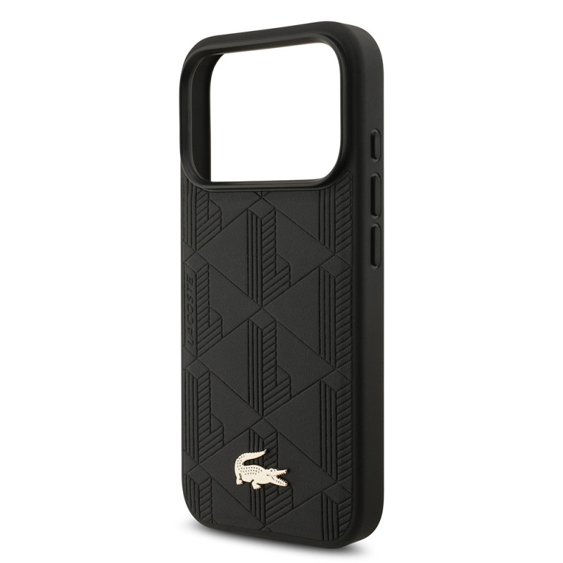 Apple iPhone 17 Pro Case Lacoste Original Licensed M-Safe Charging Feature PU Leather Design Mixed Monogram Pattern Cover - 14