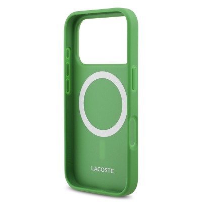 Apple iPhone 17 Pro Case Lacoste Original Licensed M-Safe Charging Feature PU Pique Pattern Metal Logo Card Holder Cover - 10